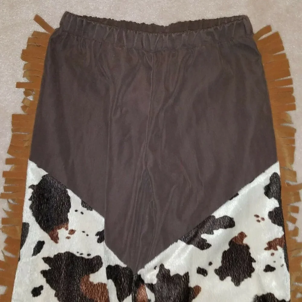 AS IS Gymboree Girls Cowgirl Pants Size 7-8 Halloween Costume Brown Fringe AS IS